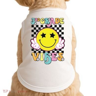 Girl 3rd Grade Vibes Smile Face Back To School Third Grade Doggie Tank