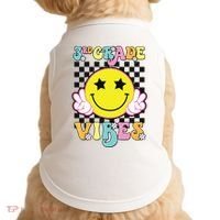 Girl 3rd Grade Vibes Smile Face Back To School Third Grade Doggie Tank thumb 0