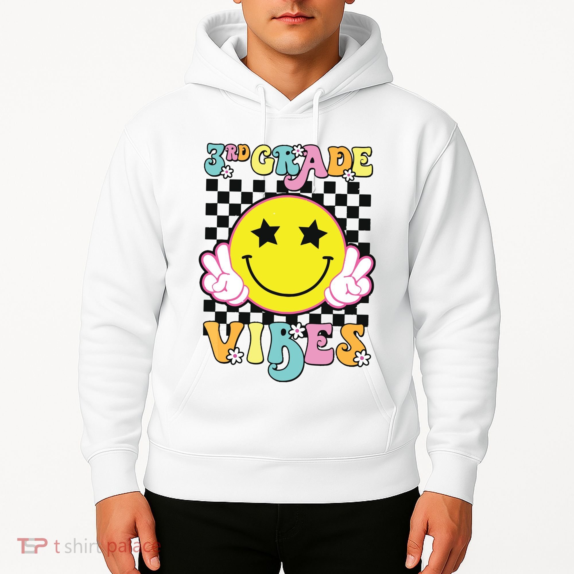 Girl 3rd Grade Vibes Smile Face Back To School Third Grade Hoodie