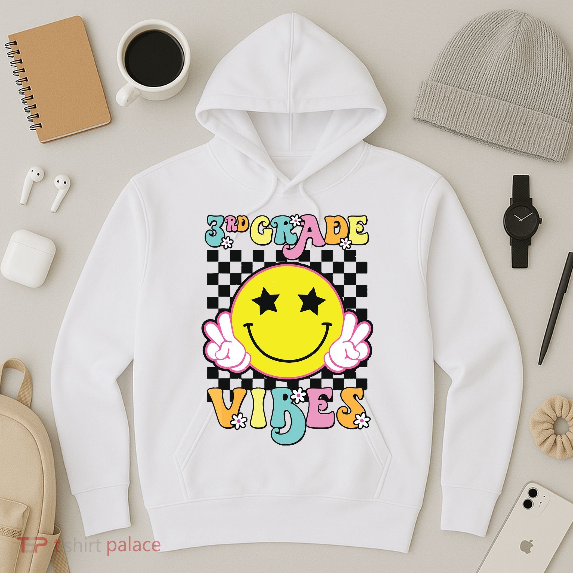 Girl 3rd Grade Vibes Smile Face Back To School Third Grade Hoodie