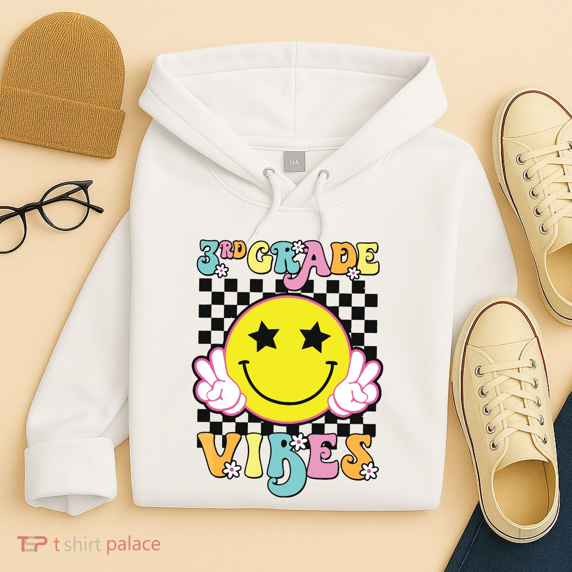 Girl 3rd Grade Vibes Smile Face Back To School Third Grade Hoodie
