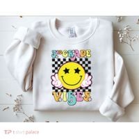 Girl 3rd Grade Vibes Smile Face Back To School Third Grade Sweatshirt thumb 2
