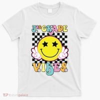 Girl 3rd Grade Vibes Smile Face Back To School Third Grade T-Shirt thumb 0