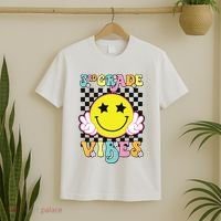 Girl 3rd Grade Vibes Smile Face Back To School Third Grade T-Shirt thumb 2