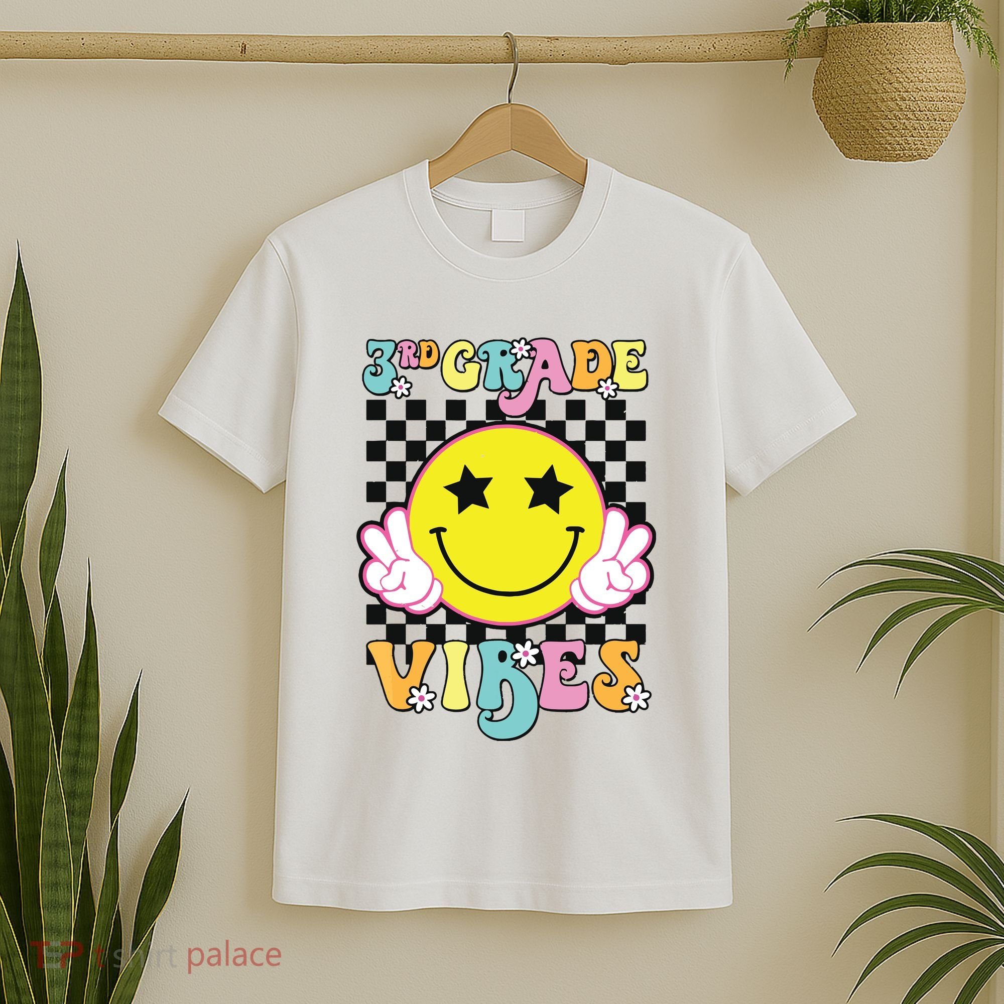 Girl 3rd Grade Vibes Smile Face Back To School Third Grade T-Shirt