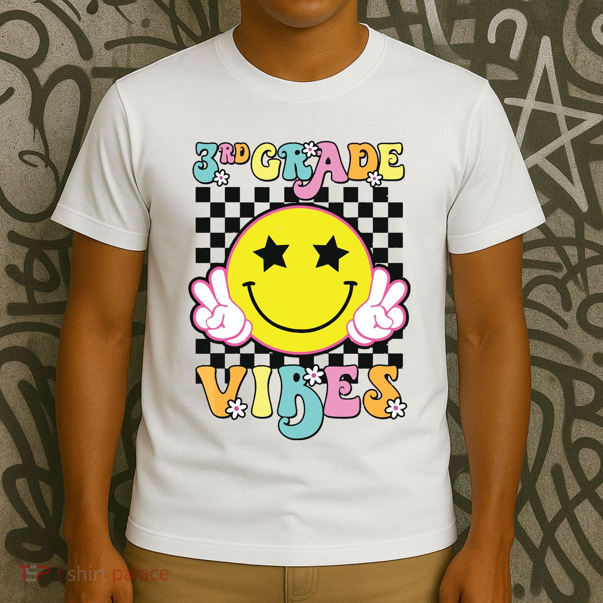 Girl 3rd Grade Vibes Smile Face Back To School Third Grade T-Shirt