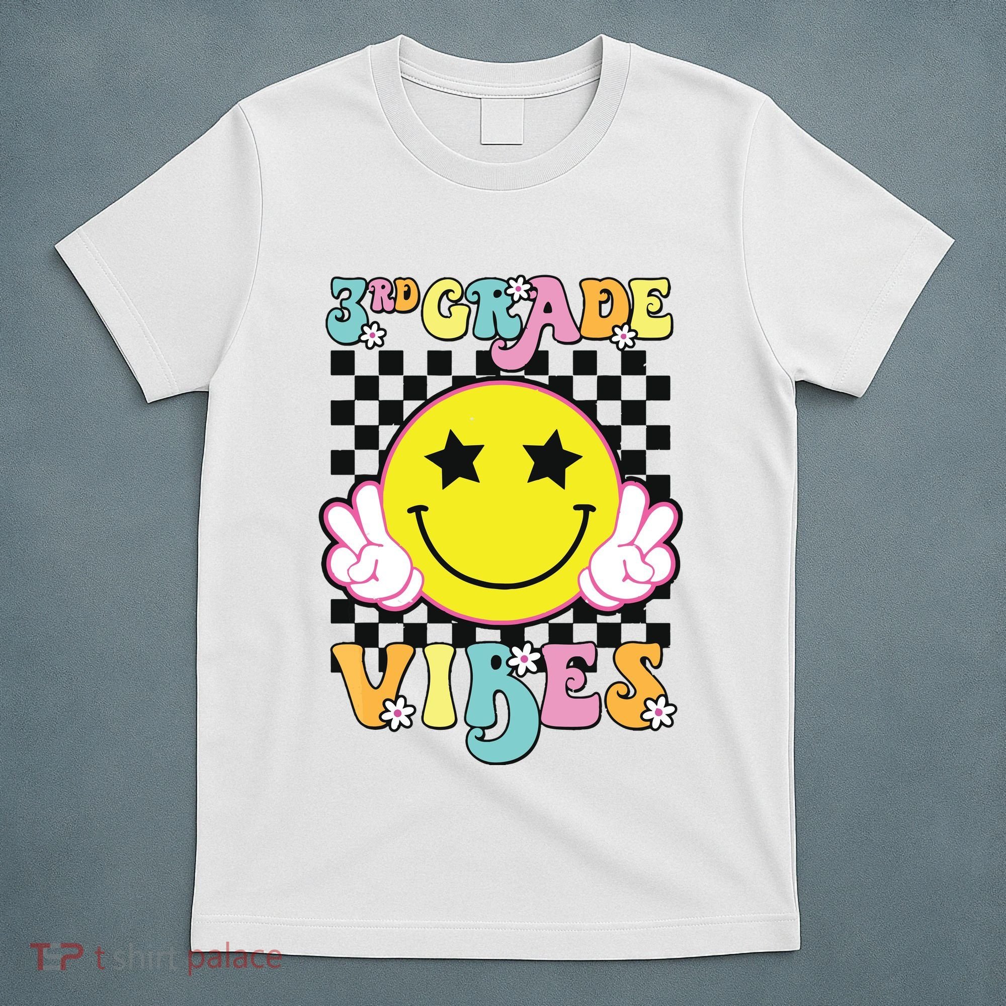Girl 3rd Grade Vibes Smile Face Back To School Third Grade T-Shirt