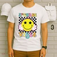 Girl 3rd Grade Vibes Smile Face Back To School Third Grade T-Shirt thumb 6