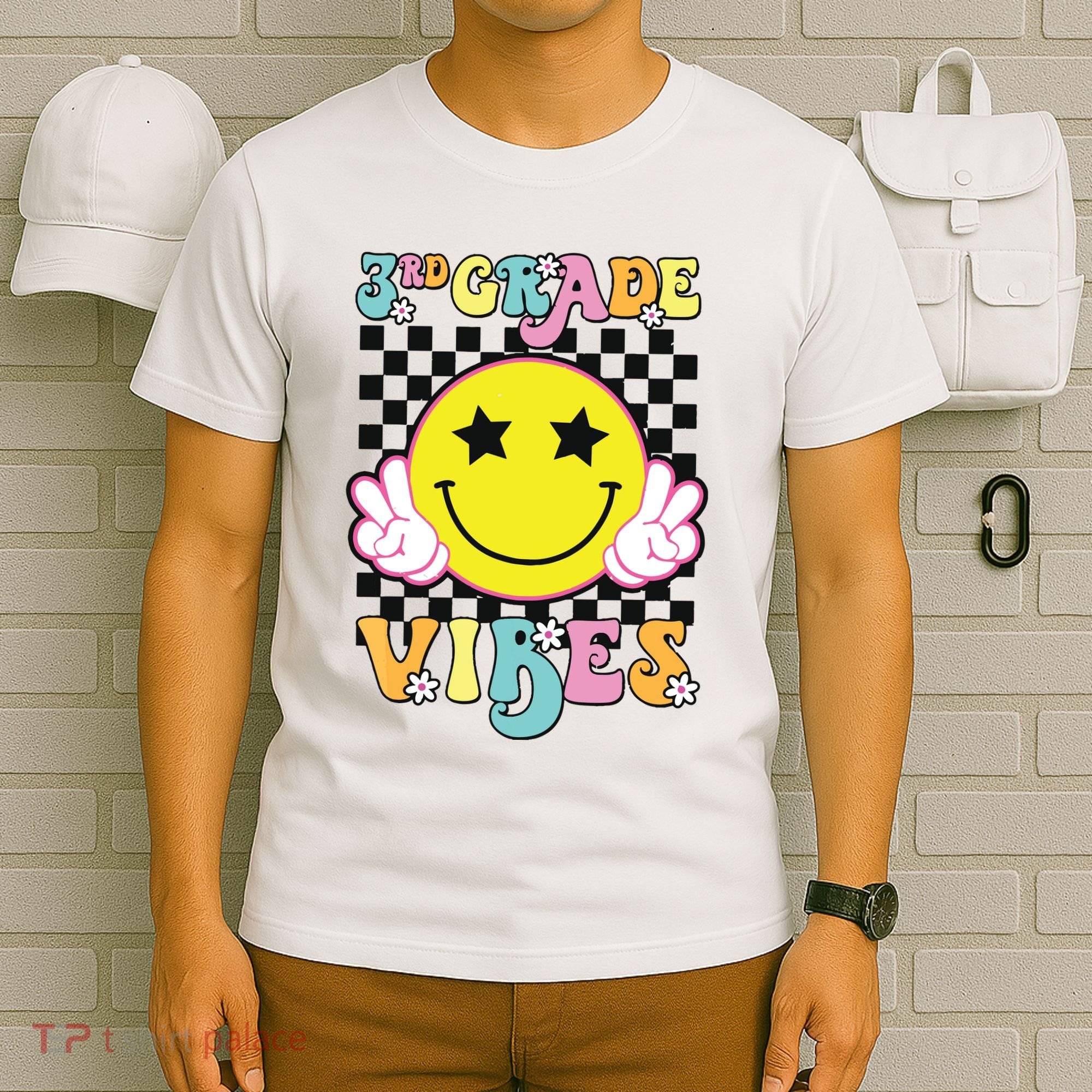 Girl 3rd Grade Vibes Smile Face Back To School Third Grade T-Shirt