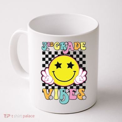 Girl 3rd Grade Vibes Smile Face Back To School Third Grade Coffee Mug