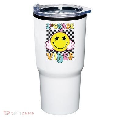 Girl 3rd Grade Vibes Smile Face Back To School Third Grade Tumbler
