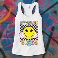 Girl 3rd Grade Vibes Smile Face Back To School Third Grade Women's Tank Top thumb 3