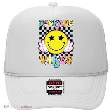 Girl 3rd Grade Vibes Smile Face Back To School Third Grade Hat