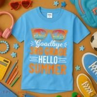 Goodbye 3rd Grade Hello Summer Third Grade Kids T-Shirt thumb 3