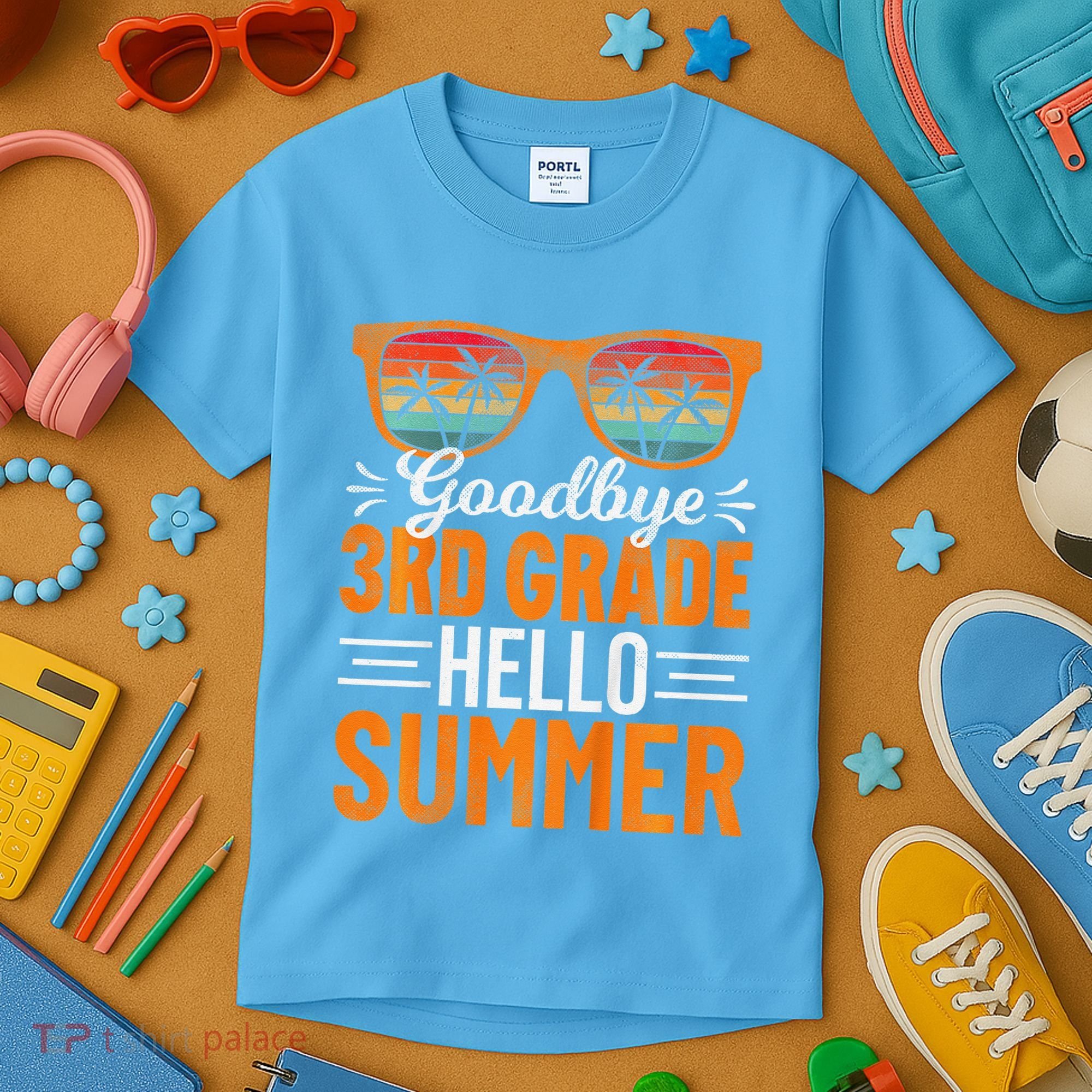 Goodbye 3rd Grade Hello Summer Third Grade Kids T-Shirt
