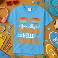 Goodbye 3rd Grade Hello Summer Third Grade Kids T-Shirt thumb 3