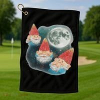 Gnome 3 Gnome Moon Magical Galaxy Gnome Costume Golf Towel thumb 1