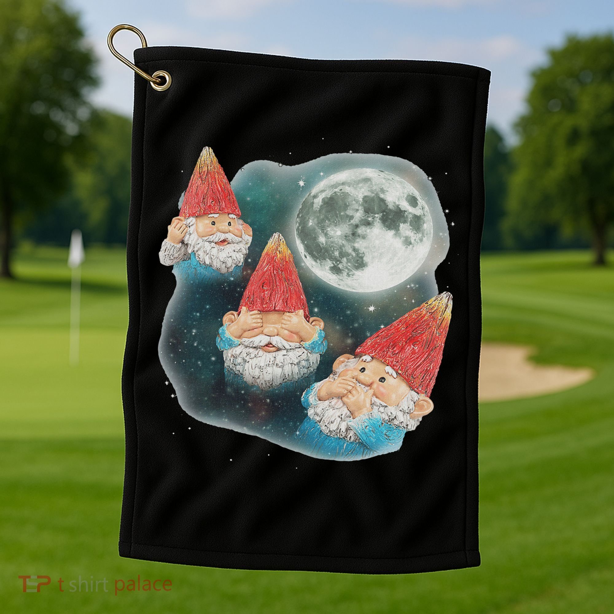 Gnome 3 Gnome Moon Magical Galaxy Gnome Costume Golf Towel