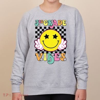 Girl 3rd Grade Vibes Smile Face Back To School Third Grade Women's Sweatshirt