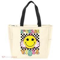 Girl 3rd Grade Vibes Smile Face Back To School Third Grade Tote Bag thumb 0
