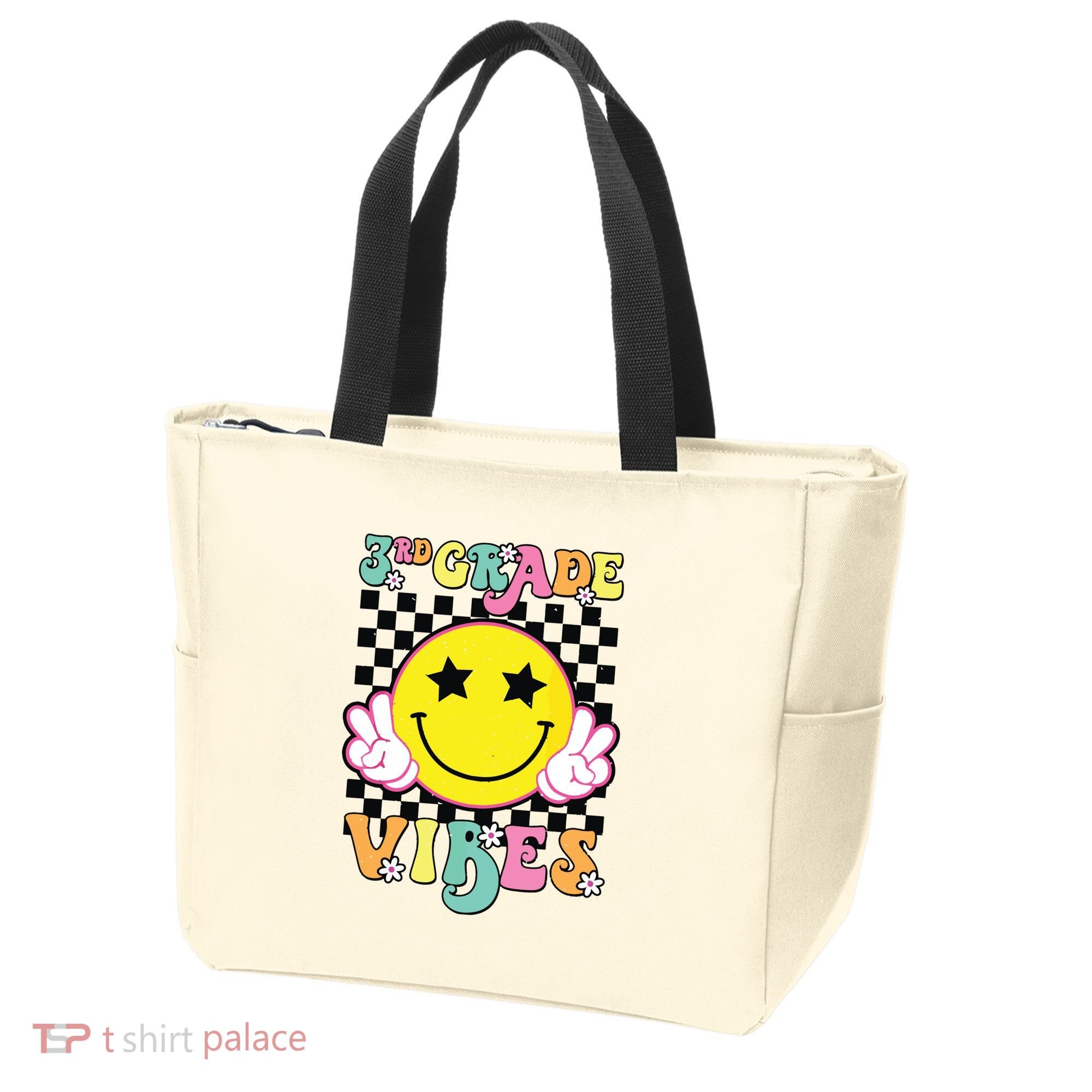 Girl 3rd Grade Vibes Smile Face Back To School Third Grade Tote Bag