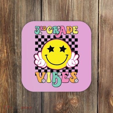 Girl 3rd Grade Vibes Smile Face Back To School Third Grade Coaster