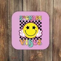 Girl 3rd Grade Vibes Smile Face Back To School Third Grade Coaster thumb 0