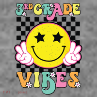 Girl 3rd Grade Vibes Smile Face Back To School Third Grade Toddler Hoodie thumb 2