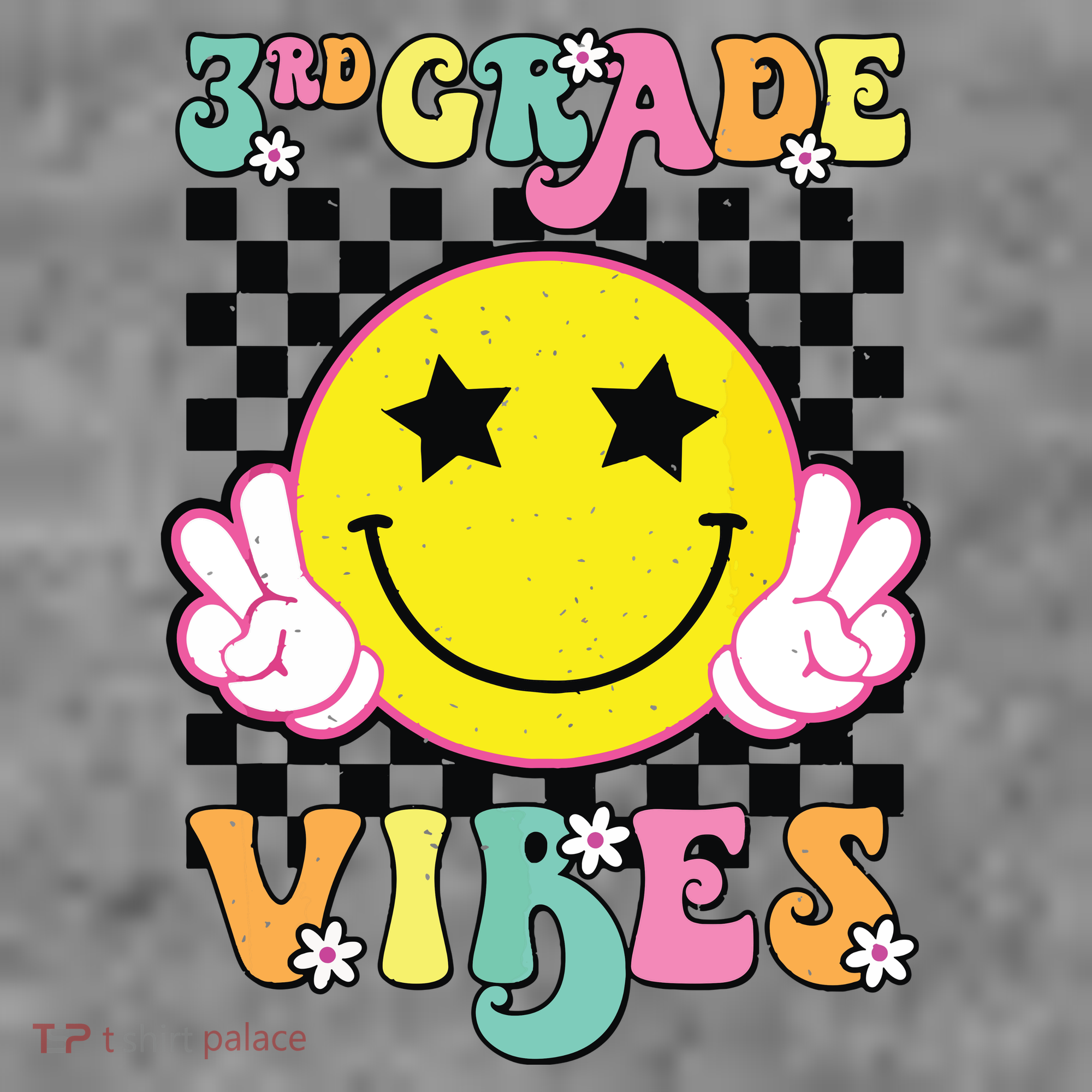 Girl 3rd Grade Vibes Smile Face Back To School Third Grade Toddler Hoodie