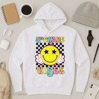 Girl 3rd Grade Vibes Smile Face Back To School Third Grade Hoodie thumb 3