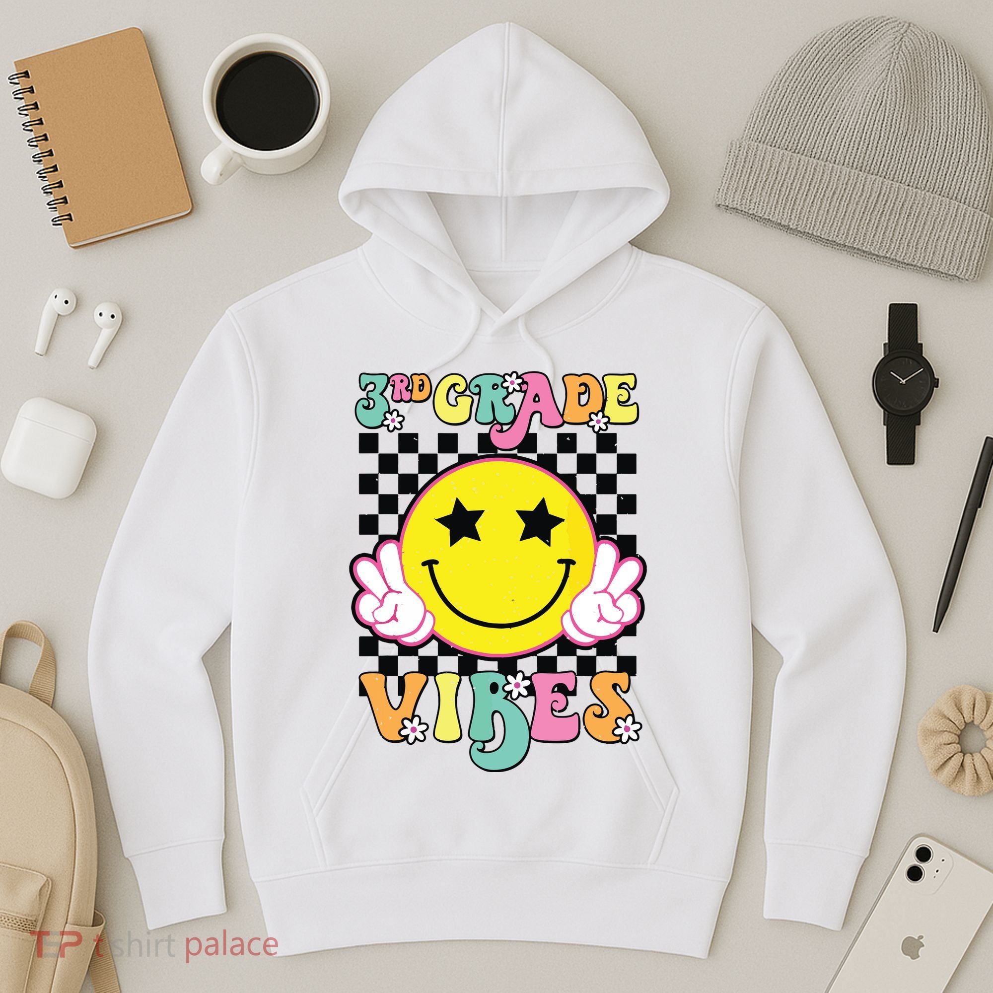 Girl 3rd Grade Vibes Smile Face Back To School Third Grade Hoodie