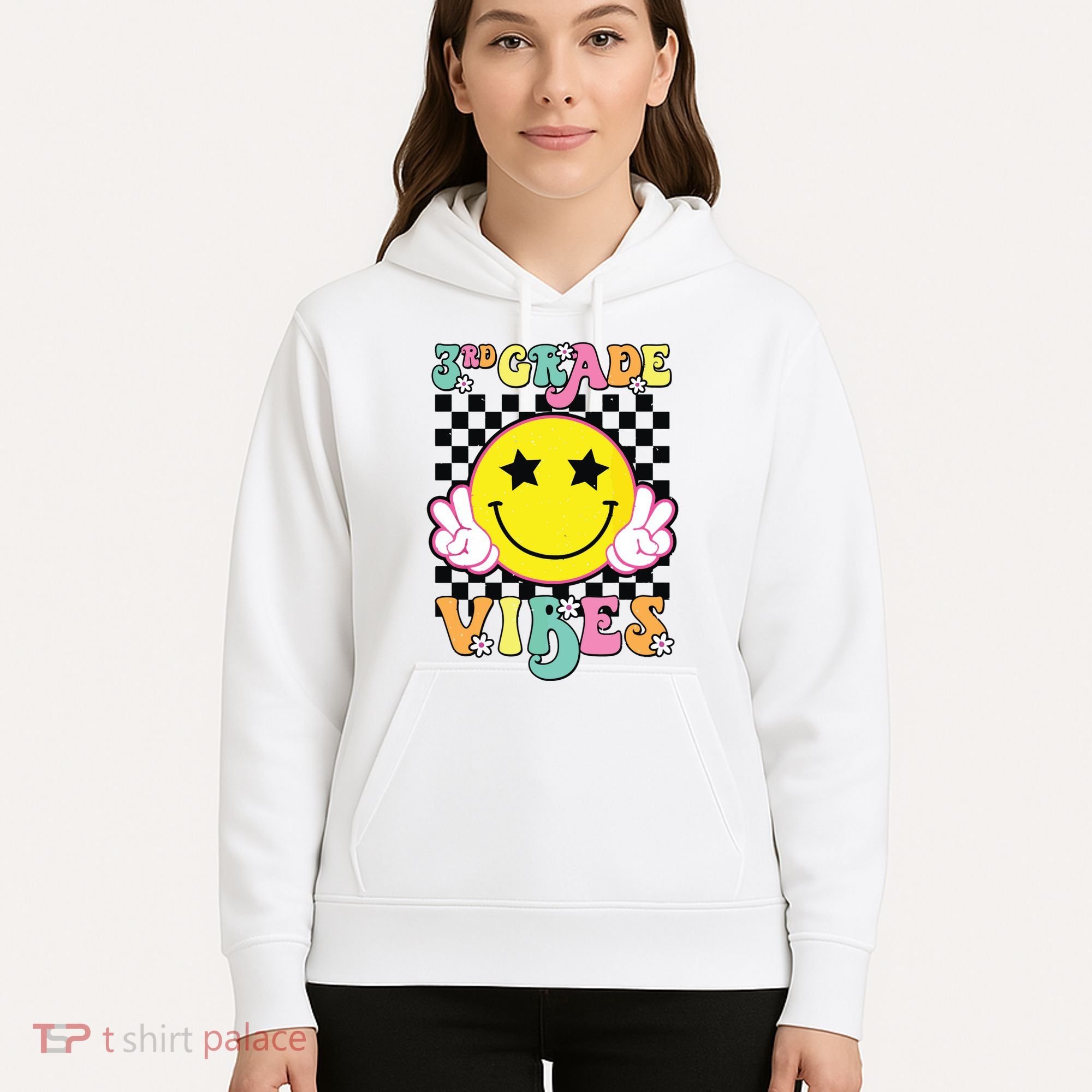 Girl 3rd Grade Vibes Smile Face Back To School Third Grade Hoodie
