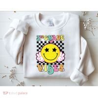 Girl 3rd Grade Vibes Smile Face Back To School Third Grade Sweatshirt thumb 2