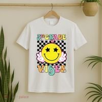 Girl 3rd Grade Vibes Smile Face Back To School Third Grade T-Shirt thumb 2