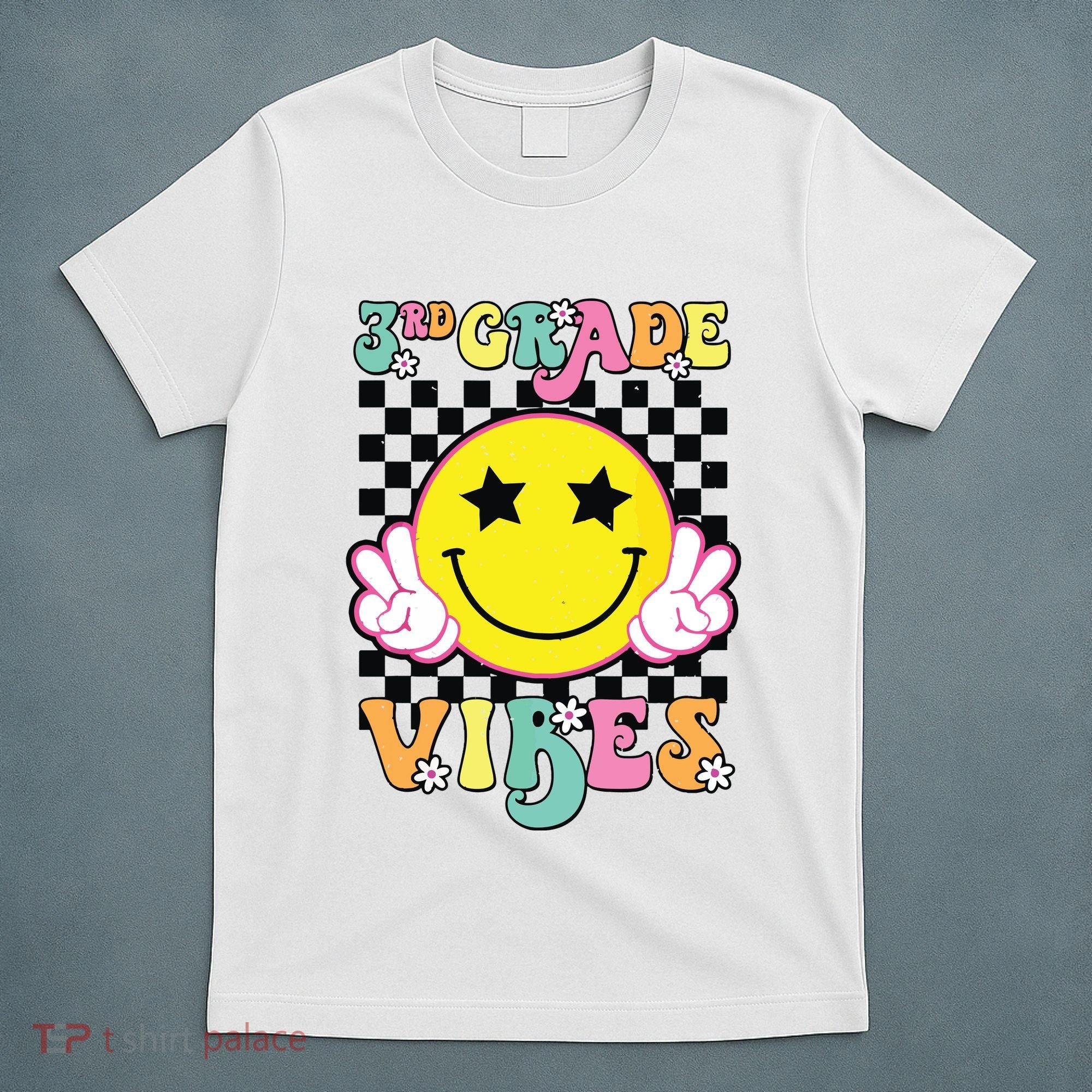 Girl 3rd Grade Vibes Smile Face Back To School Third Grade T-Shirt