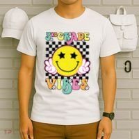 Girl 3rd Grade Vibes Smile Face Back To School Third Grade T-Shirt thumb 6