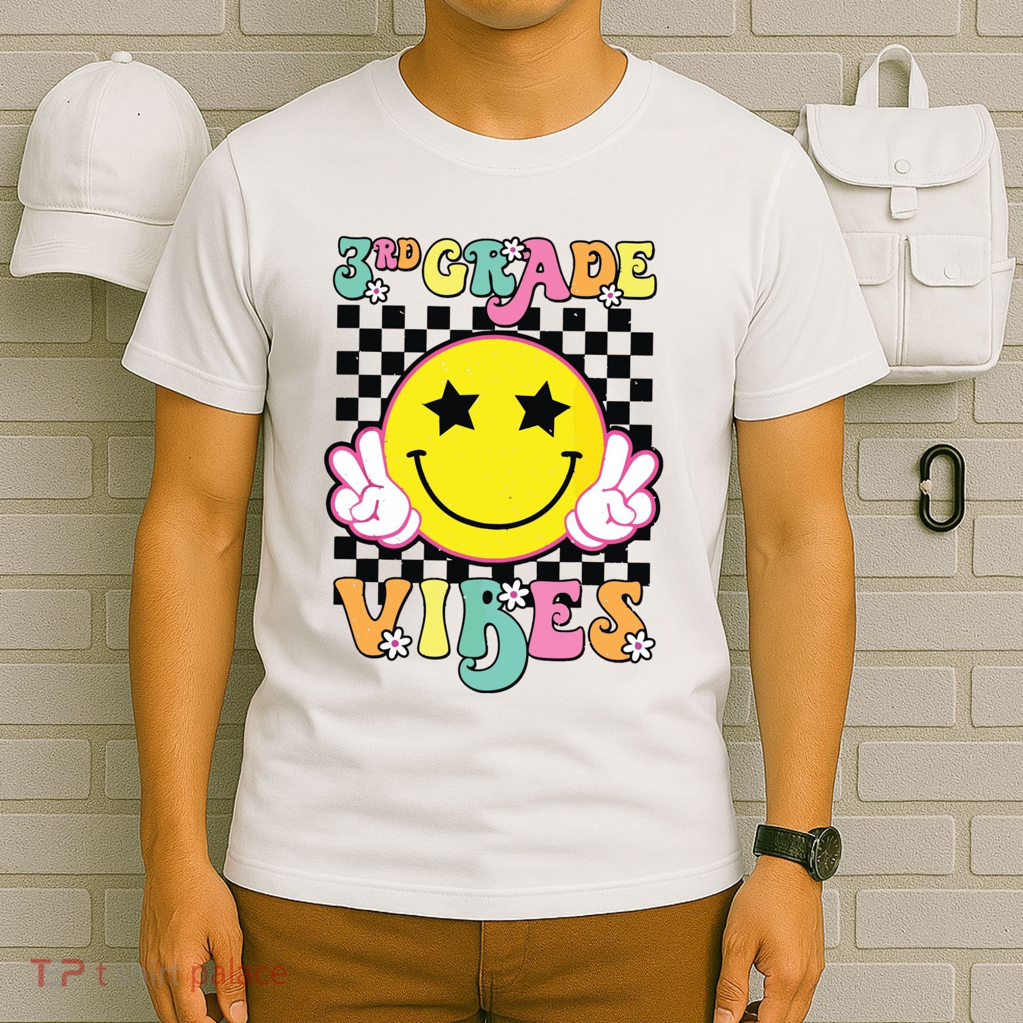 Girl 3rd Grade Vibes Smile Face Back To School Third Grade T-Shirt