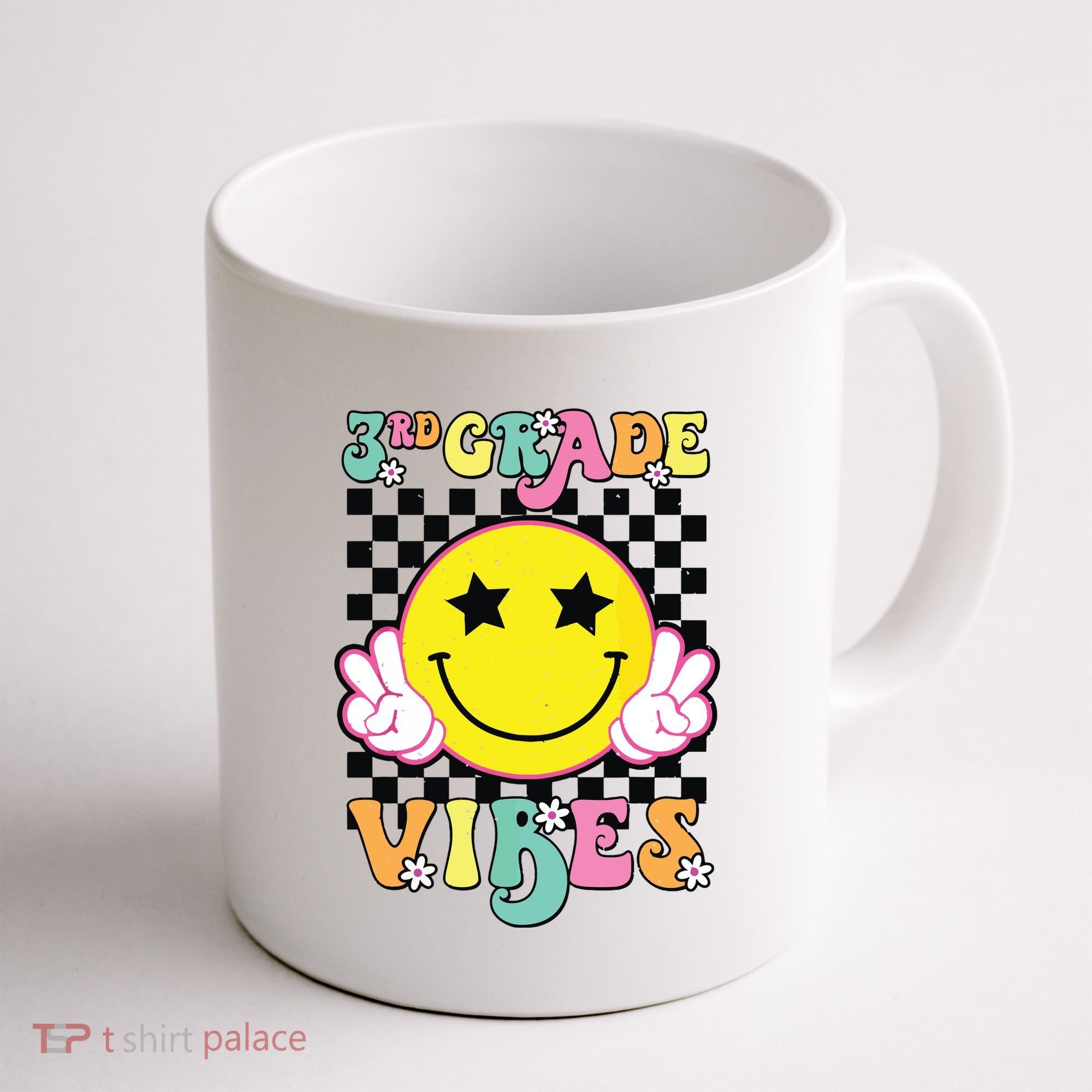 Girl 3rd Grade Vibes Smile Face Back To School Third Grade Coffee Mug