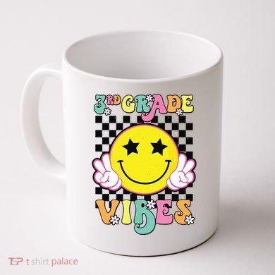 Girl 3rd Grade Vibes Smile Face Back To School Third Grade Coffee Mug