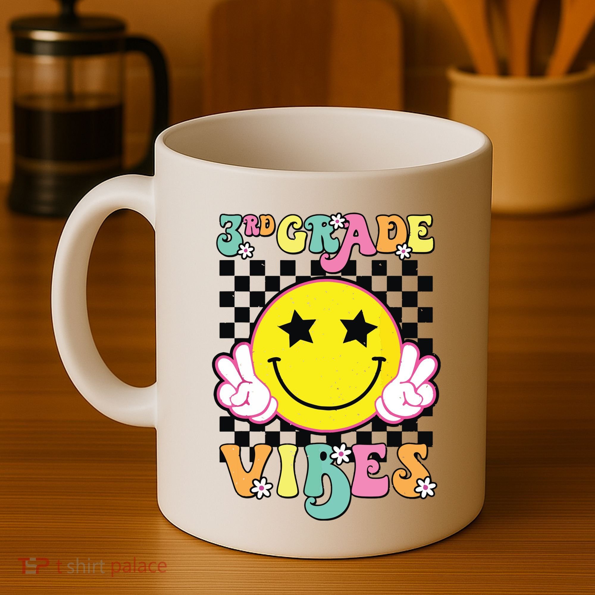 Girl 3rd Grade Vibes Smile Face Back To School Third Grade Coffee Mug
