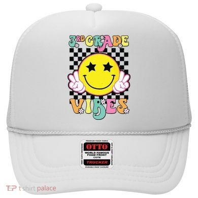 Girl 3rd Grade Vibes Smile Face Back To School Third Grade Hat