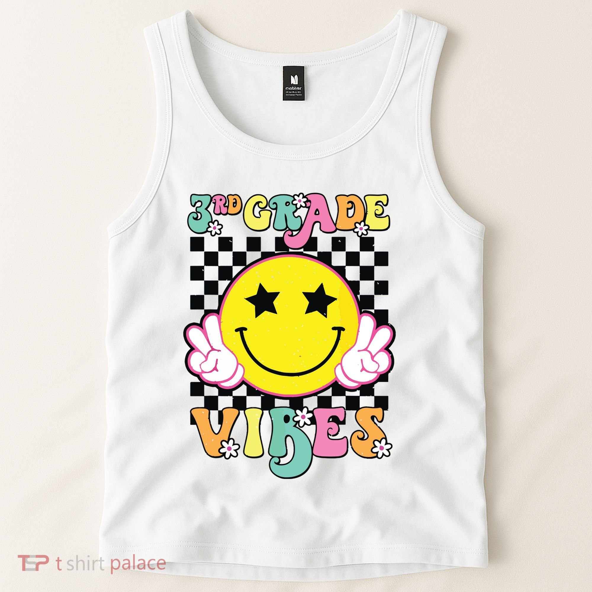 Girl 3rd Grade Vibes Smile Face Back To School Third Grade Tank Top