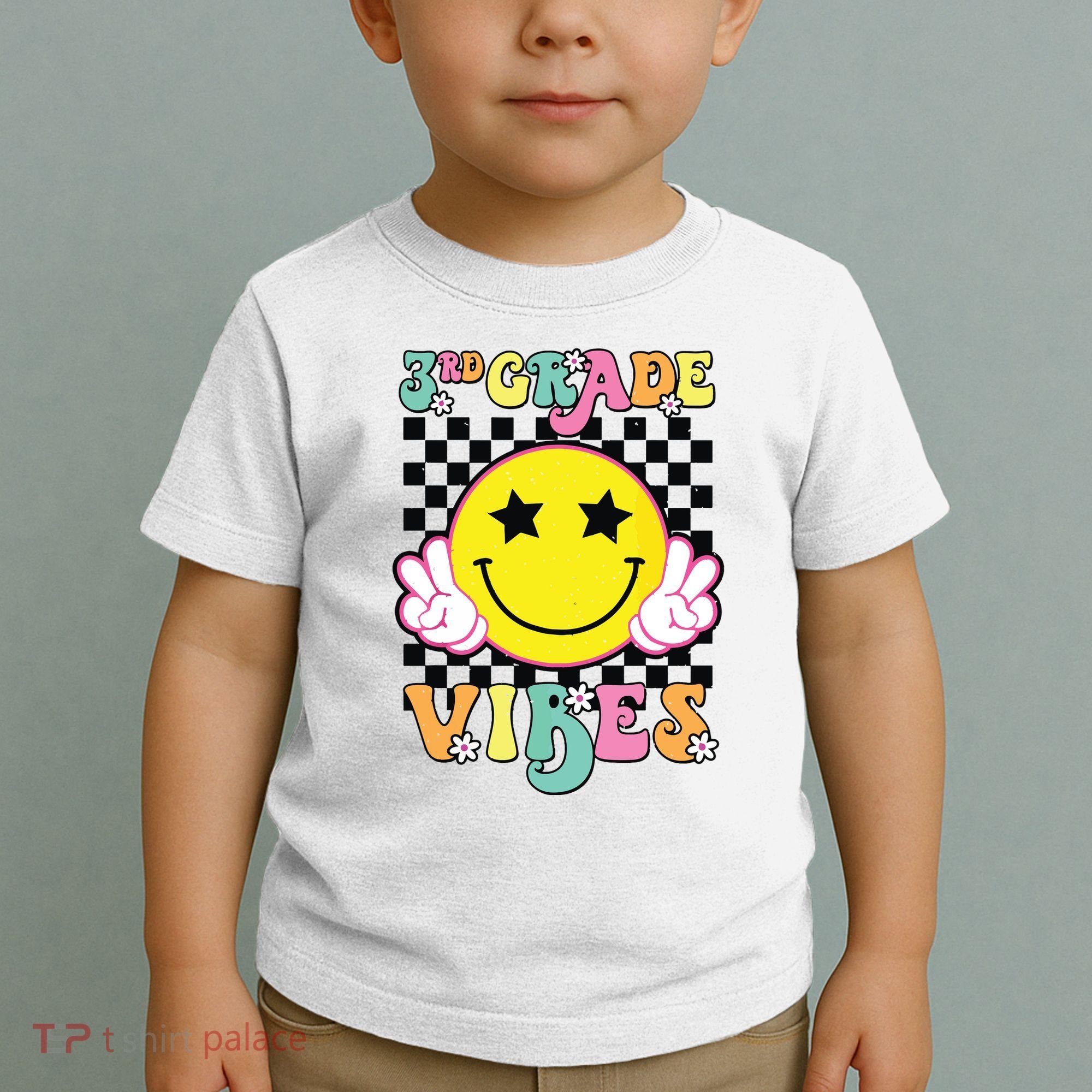 Girl 3rd Grade Vibes Smile Face Back To School Third Grade Toddler T-Shirt