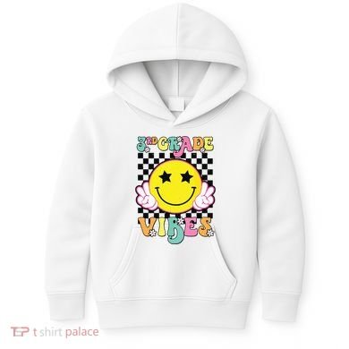 Girl 3rd Grade Vibes Smile Face Back To School Third Grade Kids Hoodie