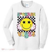 Girl 3rd Grade Vibes Smile Face Back To School Third Grade Kids Long Sleeve Shirt thumb 0