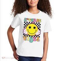 Girl 3rd Grade Vibes Smile Face Back To School Third Grade Kids T-Shirt thumb 2
