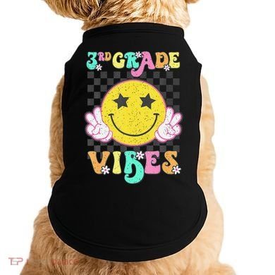 Girl 3rd Grade Vibes Smile Face Back To School Third Grade Gift Doggie Tank