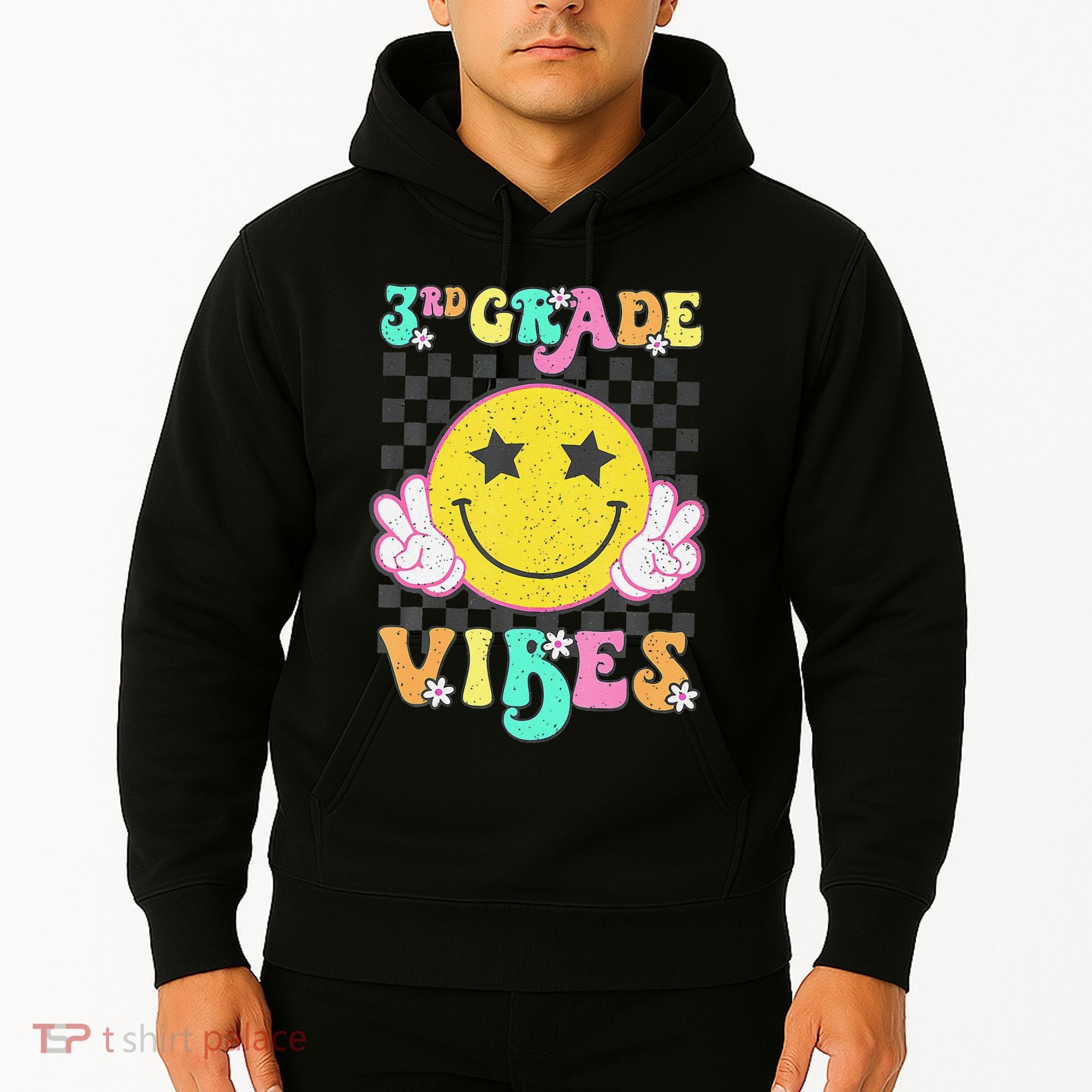 Girl 3rd Grade Vibes Smile Face Back To School Third Grade Gift Hoodie