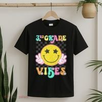 Girl 3rd Grade Vibes Smile Face Back To School Third Grade Gift T-Shirt thumb 2