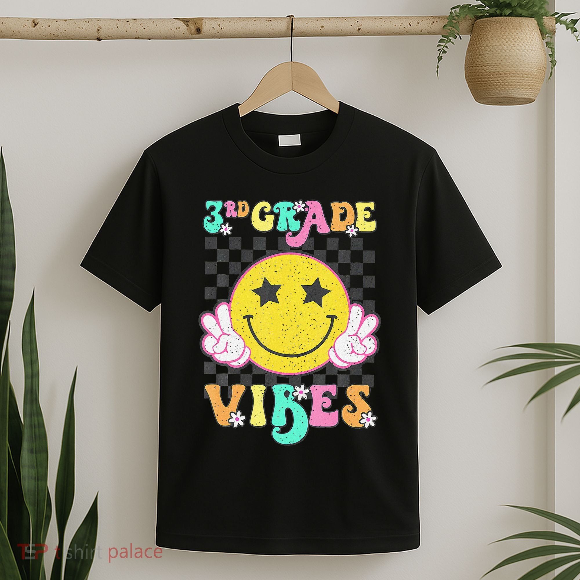 Girl 3rd Grade Vibes Smile Face Back To School Third Grade Gift T-Shirt